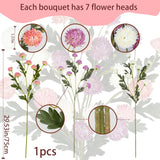 3 Pcs Fake Mums Artificial Flowers For Decoration Faux Kiku Flowers Floral Stems Pom Pom Fake Mums Balls Small Silk Chrysanthemum For Vase Indoor Home Decor Arrangement Table Centerpiece