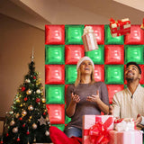 Metallic Red And Green Square Foil Balloons Wall - 19 Inches Square Balloons Tunnel Arch Garland Kit For Christmas Party Decorations, Birthday Balloon Party Decorations