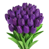 30 Pcs Artificial Tulip Flowers 13.7" Real Touch Fake Pu Tulips Bouquet Faux Purple Flowers For Floral Arrangements Table Centerpiece Kitchen Home Indoor Outdoor Summer Decorations