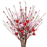 4 Pack Valentine’S Day Picks, 24.4" Heart Shaped Berry Picks Artificial Red Berry Flower Stems Artificial Berries Branches For Valentine’S Day Wedding Anniversary Decor
