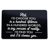 Engraved Wallet Love Note Insert Anniversary Card Gifts For Men Women Husband Gifts From Wife Wedding Day Gift Boyfriend Gifts Valentines Day Jewelry I'D Choose You Metal Cards Birthday Card Gifts