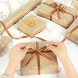 Birthday Wrapping Paper Roll, Silver And Brown Kraft Happy Birthday Wrapping Paper Jumbo Roll For Boys Girls Women Men, 17X590 Inch (70 Sq. Ft.)