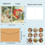 24Pcs Vintage Valentines Day Cards With Kraft Paper Envelopes And Stickers Retro Couple Valentine'S Day Greeting Cards For Classroom Exchange Wedding Engagement Anniversary