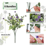 8 Bundles Artificial Eucalyptus Plants Flowers Greenery Fake Boxwood Bushes Faux Shrubs Plants For Spring Wedding Window Box Indoor Outdoor Valentines Day Decor(Dusty Green+Dusty Purple)
