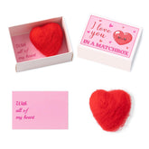 Valentine’S Day I Love You Gift - Valentines In A Matchbox Gift With Wool Felt Mini Heart Love Message Card Unique Valentines Anniversary Present Wedding Holiday Party Supply For Girls Women