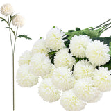 24 Silk Chrysanthemum Ball Head Bouquet White Bouquets Hydrangea,12 Pcs Artificial Two Head Chrysanthemum Ball Flowers For Home Office Coffee House Parties And Wedding