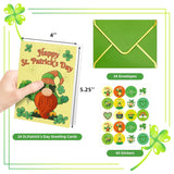 St.Patrick'S Day Cards With Envelopes 24 Pack Glitter Shamrock Cards Blank Inside Party Supply Green Cards
