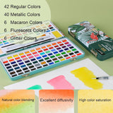 100 Colors Watercolor Paint Set-Portable With Carrying Case,Palette, Brush And Art Supplies. End Of Year Student Gifts; Friend Gifts For Kids; Small Gift Set; 7-Day Sale