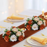 Flower Balls For Centerpieces Decoration: 2 Pcs Terracotta Artificial Rose Kissing Balls For Table - Fall Fake Silk Floral Bouquet With Base Arrangements For Home Party Room Diy Decor