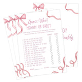Pink Bow Baby Shower Games, Pink Guess Who Mommy Or Daddy Game For 30 Guests With Game Cards, Gender Reveal, Baby Shower Supplies & Decorations (Dv01)
