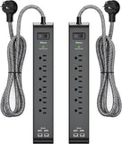2 Pack Surge Protector Power Strip with 6 Outlets 4 USB Ports 5FT Extension Cord