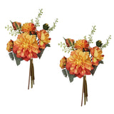 Orange Dahlia Peonies Artificial Flowers 2 Bouquets Dahlia Combo Peony Silk Flowers 18Stems Faux Flowers For Vase Home Tables Wedding Bouquets Centerpieces Bridal Shower Decor (Orange)