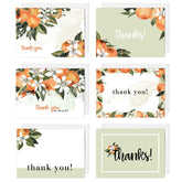 Little Cutie Thank You Greeting Cards / 24 Clementine Baby Shower Gratitude Note Cards With White Envelopes / 6 Adorable Little Cuties Fruit Thanks Designs / 3 1/2" X 4 7/8" Citrus Appreciation Cards