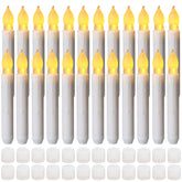 24 Pack Halloween Hanging Floating Led Taper Candles Battery Operated, Flameless Flickering Electric Fake Tapered Candles Bulk For Window Chandelier Christmas Table Home Party Decorations