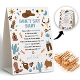 Don'T Say Baby Clothespin Games,Cowboy Baby Shower Game (Pack Of 1 Sign And 50 Mini Clothespins),Baby Shower Decorations,Baby Shower Game Gender Neutral,Party Favors Supplies - 23