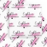 18Th Birthday Wrapping Paper Sheet - 6 Sheets Blusher And Eighteen Happy Birthday Design Folded Flat For Girl Bday, Party - 19.7 Inch X 27.5 Inch Per Sheet