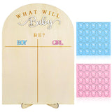 Gender Reveal Voting Board With Stand Gender Guessing Wooden Sign What Will Baby Be Girl Or Boy Display Board With Pink Blue Baby Clothes Stickers For Party Game Decor