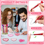 108 Valentine Heart Ballpoint Pen Bulk With Heart Sticky Notes Organza Gift Bag Red Pink Love Retractable Pens For School Classroom Prize Exchange Gift Stationery Office Supplies