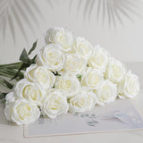 36Pcs Artificial Roses Realistic Fake Flowers Bulk Long Stem Silk Faux Roses Bouquet For Wedding Diy Home Decor Bridal Table Centerpieces Party Arrangements Gifts(White)