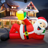 12Ft Christmas Inflatable Outdoor Decoration, Christmas Blow Ups Yard Decorations Giant Inflatable Santa Claus Lying Fla