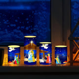 Christmas Nativity Scene Candles Led Religious Theme Flameless Candles Battery Operated Led Warm Light Flickering Pillar For Xmas Holiday Table Decorations(Vivid)