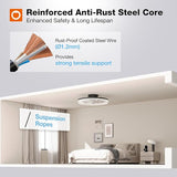 20 Inch Low Profile Ceiling Fan with Light and Remote Black Dimmable Fandelier
