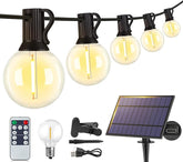 25FT Solar G40 String Lights Waterproof Dimmable Patio Lights with Remote 10+1 Bulbs