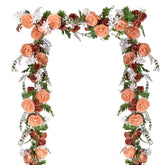 2 Pack Artificial Peony Flower Garland - 6Ft Silk Peony Orange Flower Garland Arch Flower Vine For Wedding Party Table Decoration(Orange)