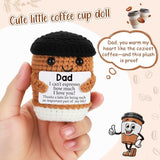 Mini Funny Coffee Dad Gifts From Daughter Son Wife, Handmade Crochet Fathers Day Birthday Gift For Daddy Bonus Step New First Time Dad Husband, Office Desk Decor Handmade Emotional Coffee