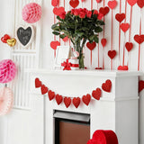 Valentine'S Day Glitter Felt Heart Banner Red Heart Garland Banners Hanging Garland Decorations For Anniversary Wedding Birthday Party Bachelorette Engagement
