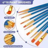 104Pcs Acrylic Paint Canvas Set, Acrylic Painting Kit With 4 Set Of 12 Colors Acrylics Paint,Paint Brushes,Canvas, Wooden Easels, Art Plates, Art Painting Supplies For Kids Adults Beginners