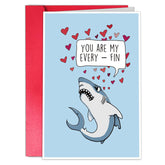 Funny Shark Valentine'S Day Card For Husband, Boyfriend, Wife, Girlfriend; Modern Animal Greeting Card, 'You Are My Every-Fin.'