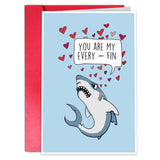 Funny Shark Valentine'S Day Card For Husband, Boyfriend, Wife, Girlfriend; Modern Animal Greeting Card, 'You Are My Every-Fin.'