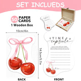 Baby Time Capsule Box 1St Birthday - Time Capsul For First Birthday Party Games, Guest Messages & Milestone Memories For Baby Boy Or Girl, 50 Pcs Bow Cherry Theme Cards -A02