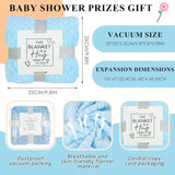 6 Set Baby Shower Prizes For Player Winners Adults Include Plastic Tumbler Blanket Eye Masks Silk Headband Bag Socks Tag Ribbon, Baby Shower Player Winners Bridal Game Gifts (Blue)