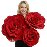 3 Pcs Valentine Giant Artificial Flowers Decoration 16, 20, 24 Inch Large Rose Petals Giant Flowers Large Red Rose For Wedding, Home Decor, Anniversary Birthday Valentine'S Day