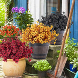 Realistic Artificial Plants Artificial Mums Fall Flowers Fake Fall Plant Uv Resistant Fake Flowers Realistic Eucalyptus Leaves Silk Mums Faux Autumn Plant For Thanksgiving Home Decor(Wine Red)