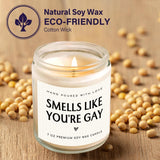 Gay Gifts - Smells Like You’Re Gay Candle, Pride Gifts For Lgbtq, Gay Gifts For Boyfriend Men Friend Brother, Funny Birthday Handmade Lavender Gay Candle Gifts(7Oz)