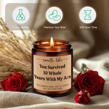 Scented Candle - 10Th, 10 Year Anniversary Tin Gifts For Him, Her, Wife, Husband, Men - 10 Year Wedding Anniversary Couple Gifts - Valentines Day, Aluminum 10Th Anniv. Ideas - Happy Tenth Anniv.