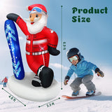 Christmas Inflatable Decoration 6.9 Ft Snowboarding Santa Claus With Goggles & Blue “Merry Christmas” Snowboard Cool Fun