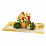 Fall Pumpkin Flower 3D Greeting Pop Up Card, Thanksgiving Card, Autumn Card, Sunflower, Harvest For Family, Parents, Grandma, Women, Mom | With Message Note & Envelop