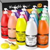 14 Colors Large Washable Paint Set (33.8 Oz, 1000Ml), Acrylic Bulk Paint Supplies Non Toxic Children Tempera Paint For Art, Craft Diy, Poster & Finger Paint, School, Home,Classroom