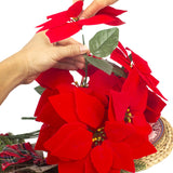 5 Artificial Poinsettia Flowers Bouquet Christmas 7 Heads 19.6”Faux Red Poinsettia Bush Fake Flowers For Home Porch Xmas Tree Garden Indoor Outdoor Office Christmas Decorations