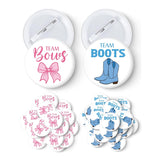 40 Pcs Gender Reveal Button Pins, Funny Team Boots Or Bows Button Pins, Baby Shower Party Baby Clothes Buttons Badges, For Gender Reveal Party Game Supplies