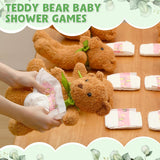 8 Set Bear Blindfolded Diaper Changing Baby Shower Game Supplies Include 12 Inch Bear Dolls Blindfold Diapers Games Sign Prizes For Adult Gender Reveal Raffle Party(Greenery)
