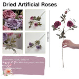 6 Pcs Faux Silk Roses Flowers Dried Artificial Roses Fake Roses Branches With Stems For Diy Bouquet Centerpieces Wedding Fillers Arrangements Shower Decorations(Dusty Purple+Dusty Pink)