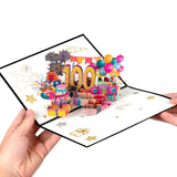 100 Years 0Ld Balloon Gift Pop Up Happy Birthday Greeting Card, Ideal Love Gift For Adult And Kid With Blank Note & Envelope, Celebration For Daughter, Son, Mom, Dad, Friend, Children