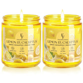 Lemon Eucalyptus Scented Candle, Natural Soy Wax Jar Candle For Home Scented, 100-Hour Burn Time Gifts For Women Men, 7 Oz (2 Pack)