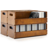 4 Set Wooden CD Storage Box Holder Shelf Cassette Tape Display Racks with Carrying Handles, Organizer Shelf for Movie Cases, DVDs, Each Set Can Store
