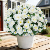 12 Pcs Spring Flowers Artificial White Flowers Outdoor 13.78" Uv Resistant Silk Spring Floral Arrangements Azalea Faux Flowers For Outdoor Planters Porch Patio Balcony Garden Vase Table Decor